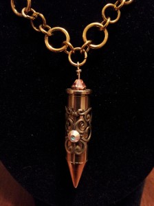 Bullet necklace with Swarovski crystal.